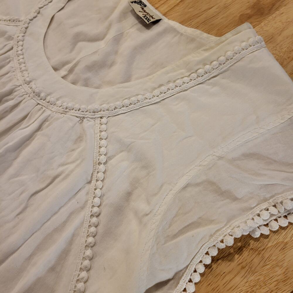 100% Cotton Loose  White Shift Dress Lace & Pom Pom Detail XXXL - Picture 4 of 10